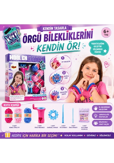 Tekli Örgü Tasarım Seti Renkli İpler İle Kendin Yap Bileklik Ve Örgü Atölyesi Dıy El Sanatları Seti