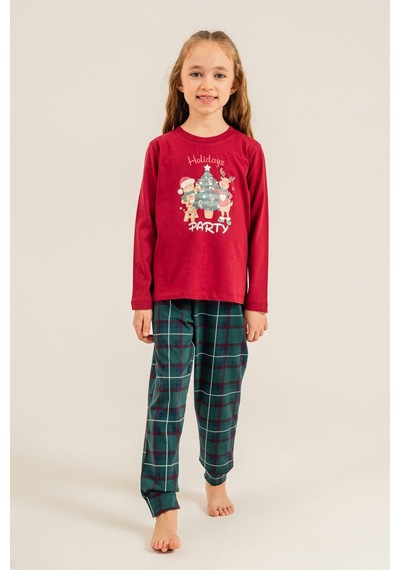 Arnetta Holidays Party Anne Kız Bordo Uzun Kol Pijama Takım Ar3732-a-v1 Ar3732-a-v1