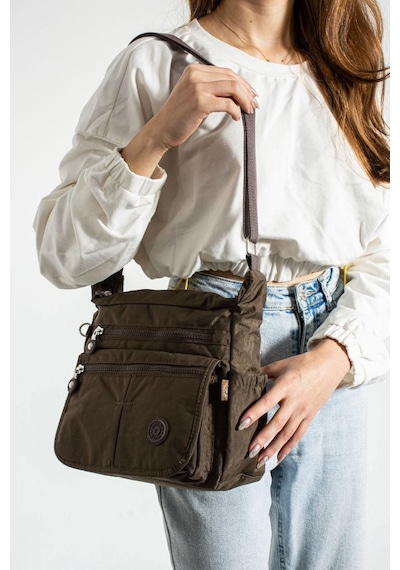 Baginn Klinkır Kadın Postacı Çanta Çok Cepli Kapaklı Model 30 20 Cm Su İtici Çapraz Askılı Postacı Çanta Kahverengi