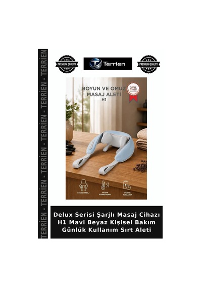 Delux Serisi Şarjlı Masaj Cihazı H1 Mavi Beyaz Kişisel Bakım Günlük Kullanım Sırt Aleti Mavi - Beyaz