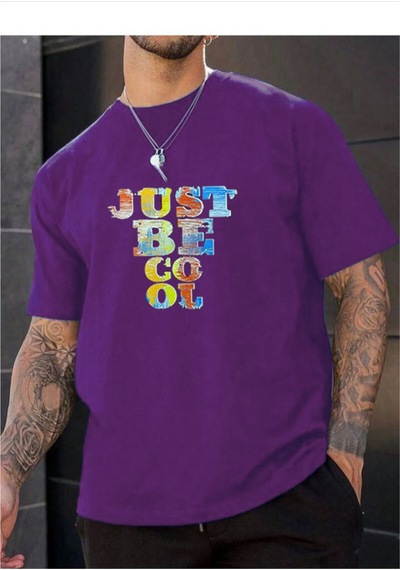 Medinenur Unisex Just Be Cool Baskılı Tshirt Mor