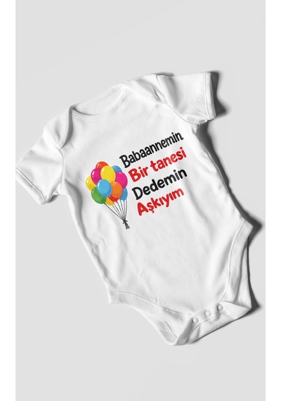 Morivokids Babaanneye Ve Dedeye Özel Kısa Kollu Bebek Body %100 Pamuk Zbn161-kk Beyaz