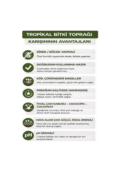 10 Litre - Tropikal Bitki Toprağı Monstera - Alocasia - Schefflera Için Sinek Yapmayan Formül 10 L