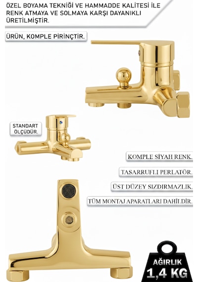 Lüks Banyo Bataryası Ve Robot Duş Seti Gold Renk Altın