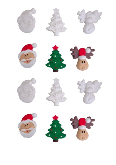 Eğitici Etkinlik Yılbaşı-noel-christmas 3'lü Set 2 Boyutlu 8 Cm 3 Adet Obje
