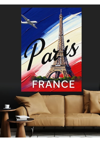 Ahşap Tablo Paris Eyfel Kulesi Retro Poster