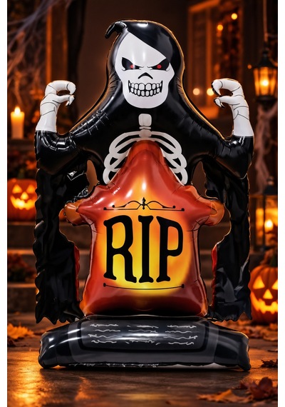 Halloween Rıp Mezar Taşı Azrail Folyo Balon 70x110 Cm Cadılar Bayramı Parti Ev Dekorasyon Süsü Diğer
