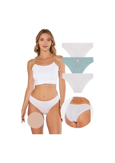 Berrak 3'lü Renkli Kadın Bikini Külot Çok Renkli