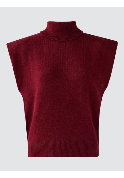 Jimmy Key Bordo Balıkçı Yaka Kolsuz Triko Süveter 5ww224107562
