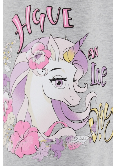 Breeze Kız Çocuk Sweatshirt Unicorn Baskılı 2-6 Yaş - Gri Melanj Gri