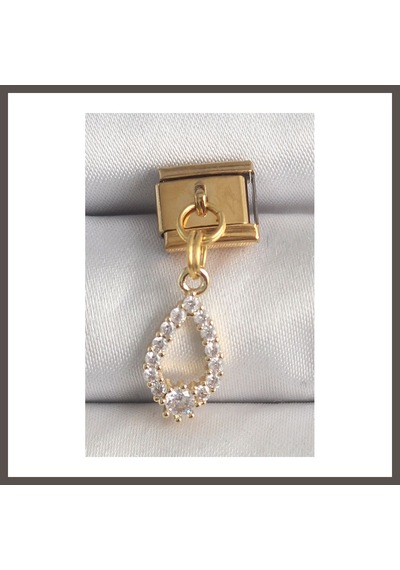 Bezos 316l Çelik Gold Renk Sallantı Zirkon Taşlı Damla Model Nomination Charm Nxrlvng