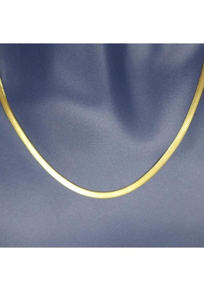 İtalyan 3 Mm Sarı Çelik Ezme Zincir 50 Cm Altın