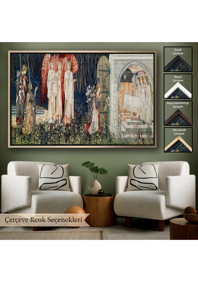 Ahşap Çerçeveli William Morris Kutsal Kase Tablosu-7033
