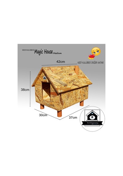 Kedigram Kedi Kulübesi Kedi Evi Magichouse Medium Dış Mekan Su Geçirmez