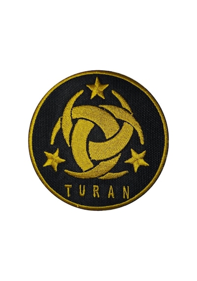 Üç Hilal Turan Nakış Işleme Arma Patch Peç 8,5×8,5 Cm Gri - Siyah