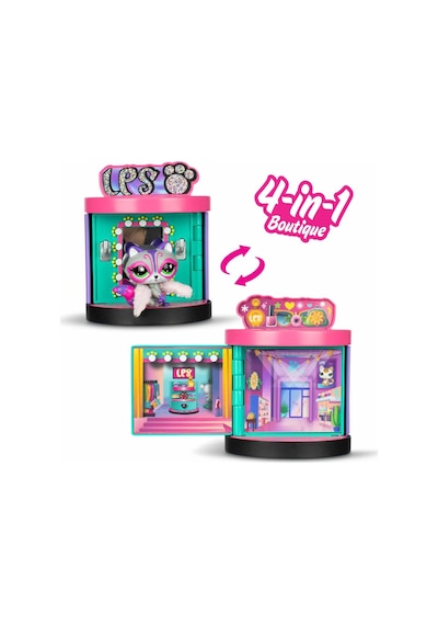 Littlest Pet Shop Spin & Style Boutique 4'ü 1 Arada 3 Figür 15+ Aksesuar Butik Oyun Seti Taşınabilir