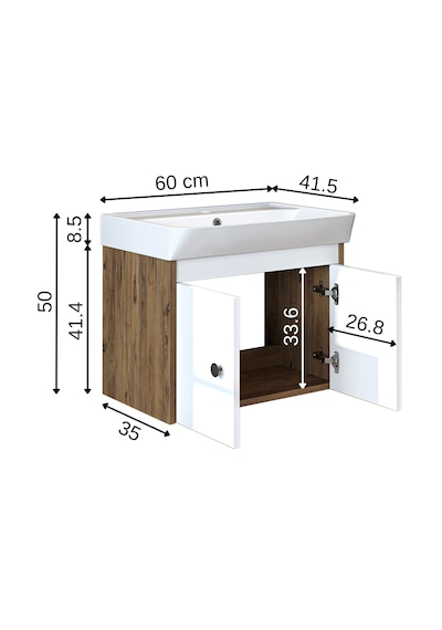 Ada Lavabolu Mat Suntalam Banyo Alt Dolabı 60 Cm Beyaz - Atlantik Atlantik Çam - Beyaz Ada Lavabolu Mat Suntalam Banyo Alt Dolabı 60 Cm Beyaz - Atlantik Atlantik Çam - Beyaz