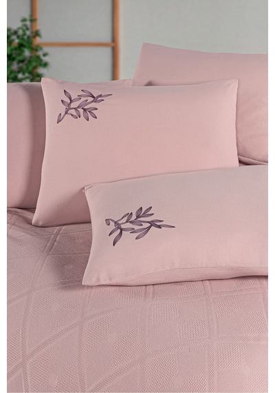 Çift Kişilik Pike Takımı Pembe Pembe