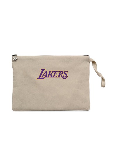 Los Angeles Lakers Krem Clutch Astarlı Cüzdan / El Çantası Krem