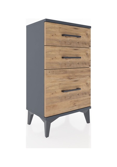 Arges Komodin 3 Çekmeceli 44x30x80 Antrasit-çam Antrasit