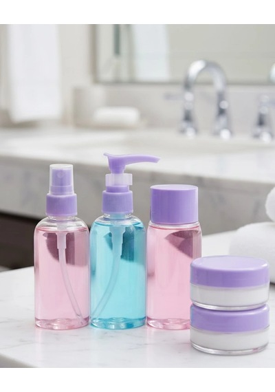 Hubrendy Tekno Taşınabilir 5 Li Seyahat Banyo Seti Şeffaf Kozmetik Kapları