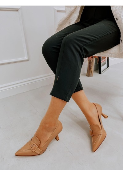 Ervanın Butiği Nude Cilt Kahlo Toka Detay Kadın Stiletto-3919