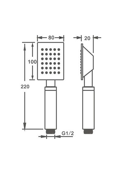 Fause El Duş Başlığı 304 Çelik Metal Kare Siyah Ke104-B Siyah Fause El Duş Başlığı 304 Çelik Metal Kare Siyah Ke104-B Siyah