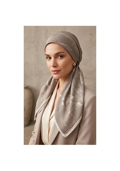 Sisley İpek Saten Eşarp-asm2032 Bej