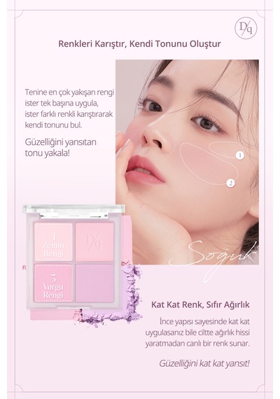 Dasique Karıştırılabilir Renklere Sahip 4 Lü Allık Paleti Blending Mood Cheek 02 Cool Blending 02 Cool Blending