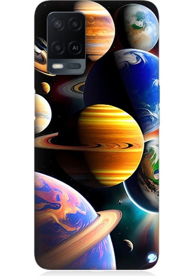 Oppo A54 Uyumlu Silikon Kılıf Uzaydaki Gezegenler