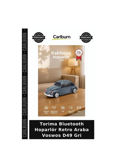 Özel Seri Torima Bluetooth Hoparlör Retro Araba Voswos D49 Gri Müzik Aleti Tasarım Radyo Görsel Obje