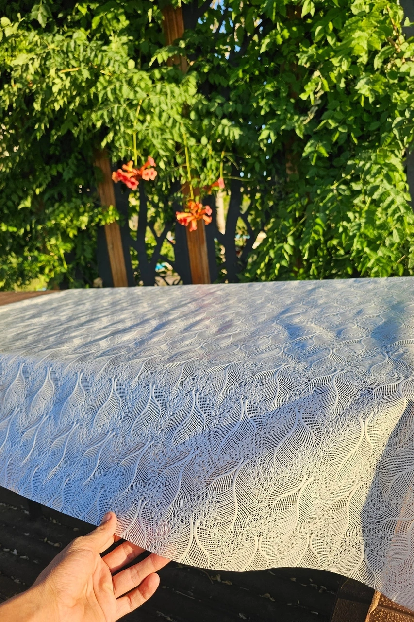 Hasır Pvc Kaplamalı Silinebilir Masa Örtüsü Su Geçirmez Lüks Muşamba Sofra Bezi Dantel Desenli Beyaz Hasır Pvc Kaplamalı Silinebilir Masa Örtüsü Su Geçirmez Lüks Muşamba Sofra Bezi Dantel Desenli Beyaz
