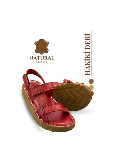 Sermoda Hakiki Deri Erkek Sandalet - Yumuşak Kalın Tabanlı Hakiki Deri Erkek Sandalet Kırmızı Sermoda Hakiki Deri Erkek Sandalet - Yumuşak Kalın Tabanlı Hakiki Deri Erkek Sandalet Kırmızı