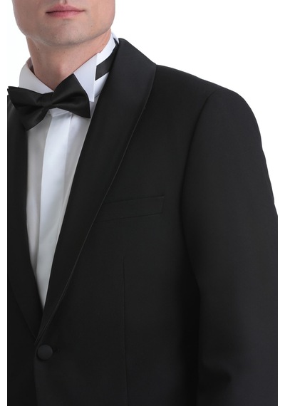 Hatemoğlu Siyah Slim Fit Çıkma Şal Yaka Klasik Damatlık 1996528 Siyah