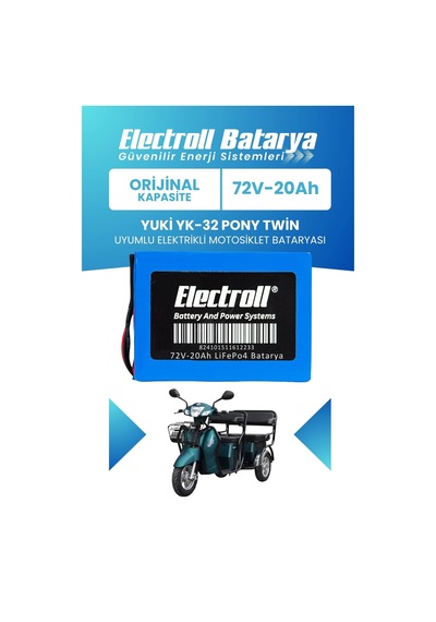 Yuki Yk-32 Pony Twin Uyumlu Batarya  Kapasite Lifepo4 72v 20ah Elektrikli Motorsiklet Bataryası