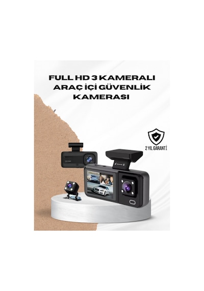 Techmrt Wi-fi Bağlantılı Full Hd Araç Kamera Seti 3 Kameralı Park Koruma Ve Döngü Kayıt