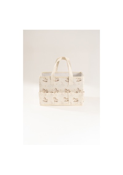 Tidy Kids Atlı Karınca Desenli Poplin Bebek Bakım Çantası 30x20 CM 6019 Natural