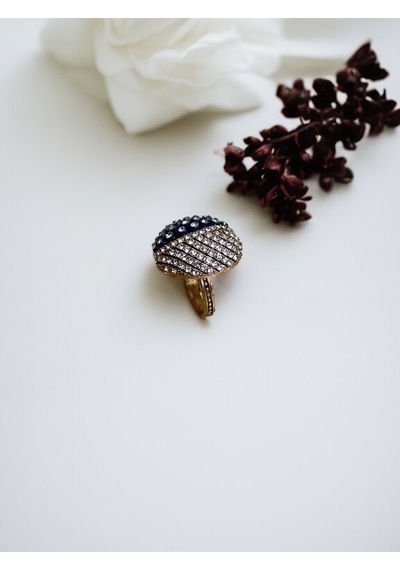 Kristal Taşlı Yuvarlak Yüzük Beyaz
