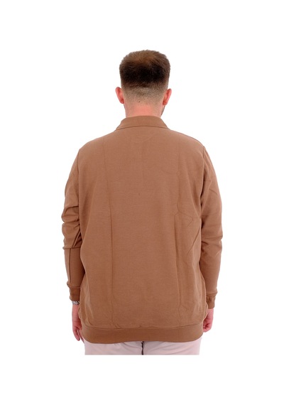 Mode Xl Büyük Beden Erkek Sweat Polo Selanik Basic 20441 Sütlü Kahve Sütlü Kahve