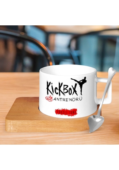Kişiye Özel Mesleki Kick Box Antrenörü Ahşap Altlıklı Seramik Fin