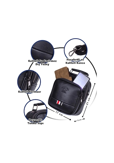 Newish Polo Erkek Bodybag Göğüs Çapraz Çanta Ve El Omuz Çantası New130 Siyah - Bronz