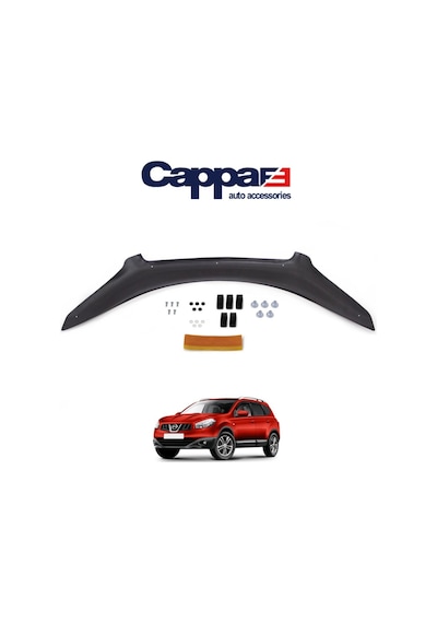 Cappafe Nissan Qashqai Ön Kaput Koruyucu Rüzgarlığı 4mm Akrilik Abs Piano Black 2010-2013