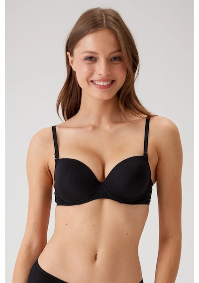 Pierre Cardin Kadın Siyah 6045 Milan Push Up Dolgulu Micro Sütyen Tak - Çıkar Askılı Siyah