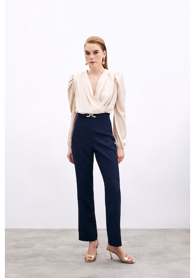 Sateen Aksesuar Detaylı Pantolon - Lacivert-135737 Lacivert
