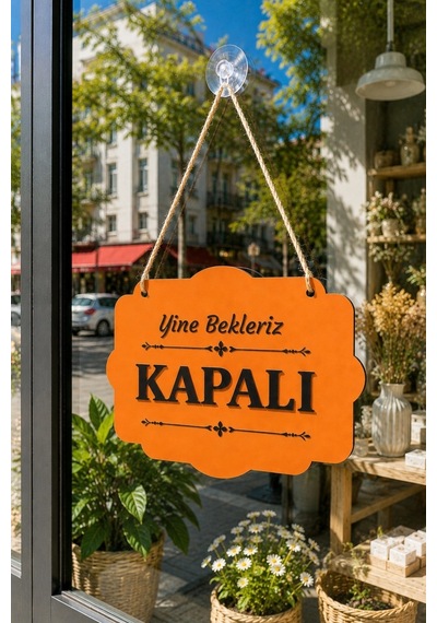Çift Taraflı Mdfahşap Dükkan & Mağaza Kapı Yönlendirme Tabelası - Turuncu