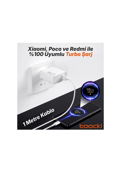 67w Turbo Hızlı Şarj Aleti + 6a Type-c Kablo Seti Redmi Note 13 Pro / 13 Pro 5g / 13 Pro Plus / 13 / 13 5g / 13r Uyumlu 67 Watt 1 Metre