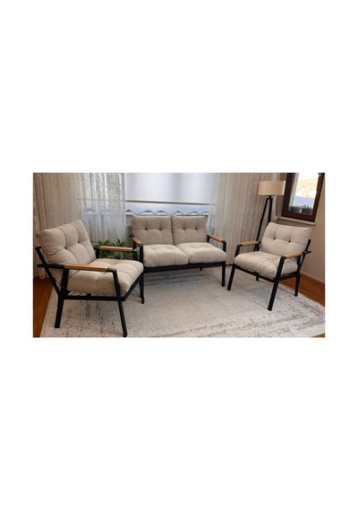 Green Garden Gökçe,balkon, Bahçe,teras,cafe - Salon - Metal Kanepe Koltuk Takımı Çay Seti 2+1+1 Krem Green Garden Gökçe,balkon, Bahçe,teras,cafe - Salon - Metal Kanepe Koltuk Takımı Çay Seti 2+1+1 Krem