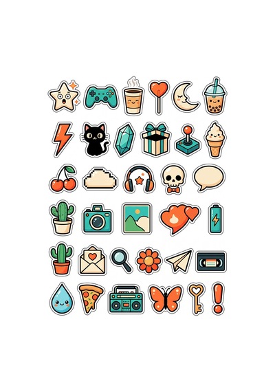Karma Koleksiyon Sevimli Sticker Seti 150 Adet - 5'li Mega Paket No22 - Laptop Defter Ajanda Çok Renkli