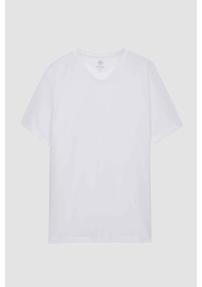 D's Damat Ds Damat Beyaz V Yaka %100 Pamuk T-shirt 4HC141996755M Beyaz