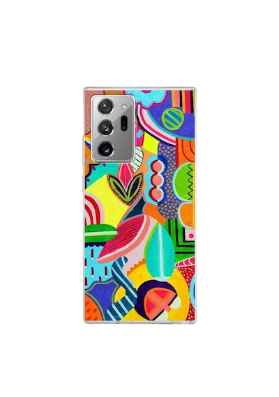 Samsung Galaxy Note 20 Ultra İle Uyumlu 1mm Slim Fit Retro Colors 6 Baskılı Şeffaf Kılıf Şeffaf